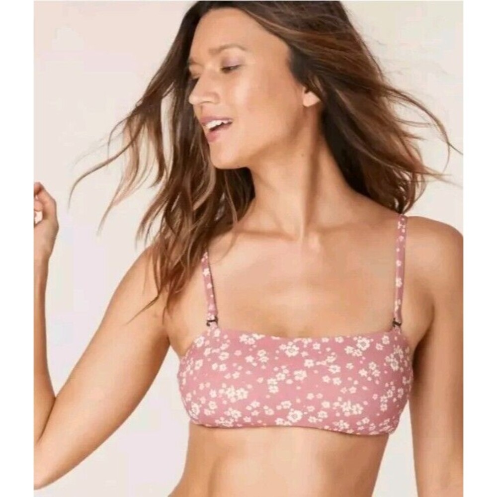 Andie Bora Bora Bikini Swim Top Ditsy Floral Rose Convertible Size XL NWT